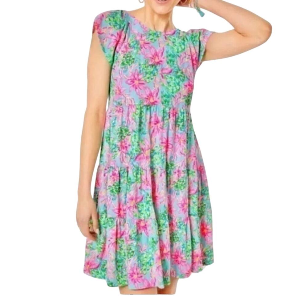 Lilly Pulitzer Geanna Dress in Surf Blue So Shellegant sz S blue pink green NWT